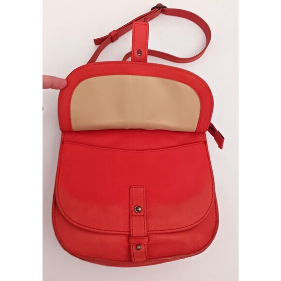 Lucky Brand Dk Orange Pebbled Leather Flap Front Shoulder Bag Adj Strap Zip Top - Picture 9 of 12